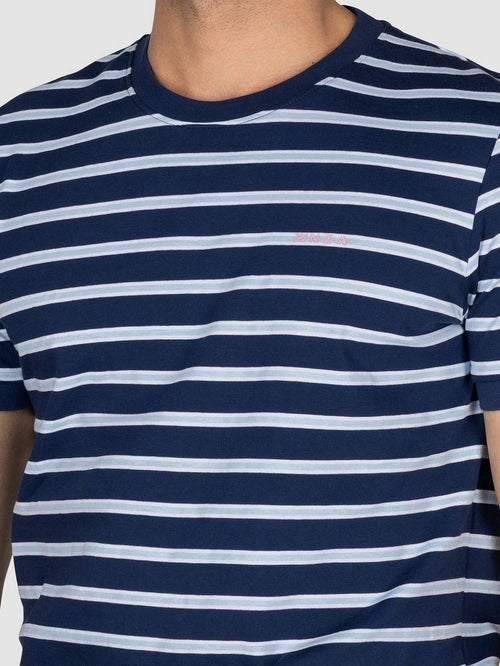 NZA t-shirt noel stripes light donkerblauw