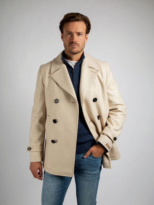 Coat caban wol blend ecru