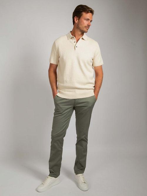 Heavy knitted polo raw ecru