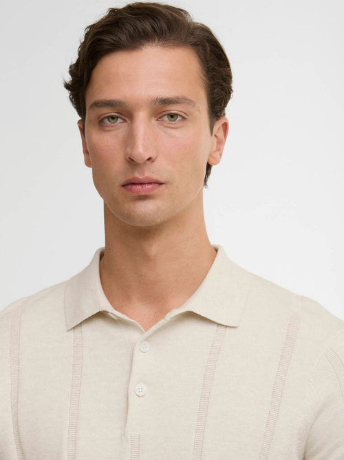 Wellburn knitted polo ecru