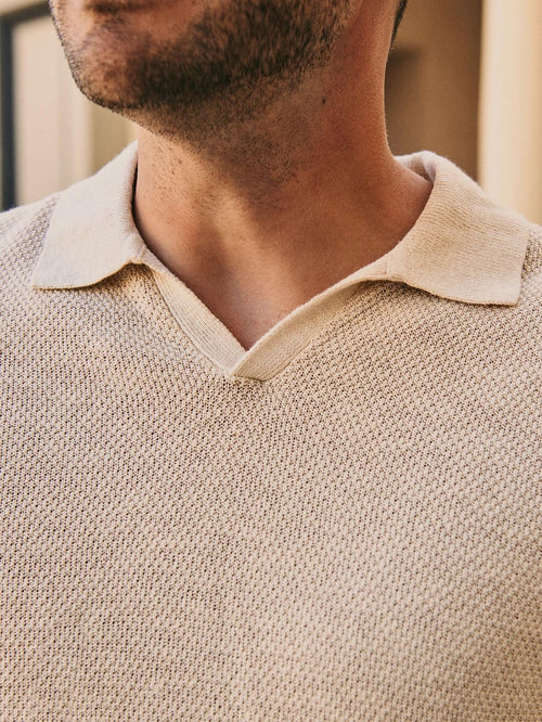 Polo riva bean linen cotton sand