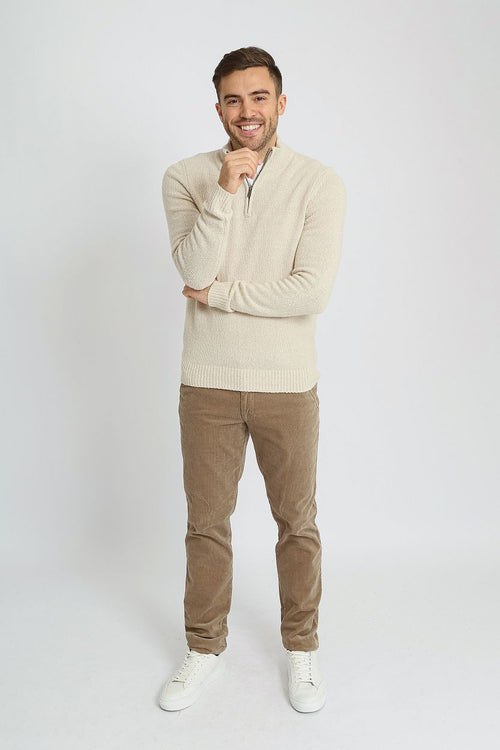 halve rits pullover boiled wool ecru
