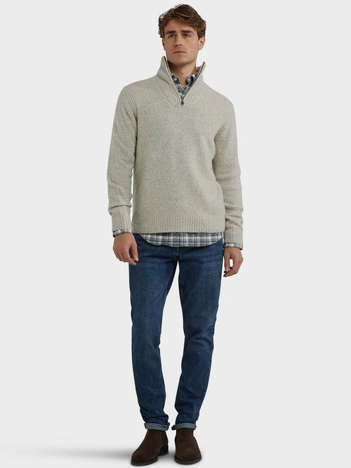 halve rits trui lamswol blend ecru