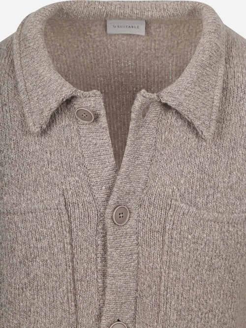 Cardigan boiled wool taupe