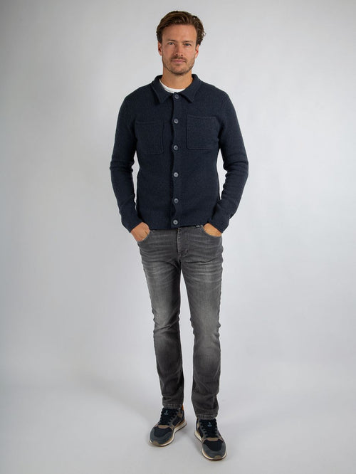 Cardigan boiled wool blauw