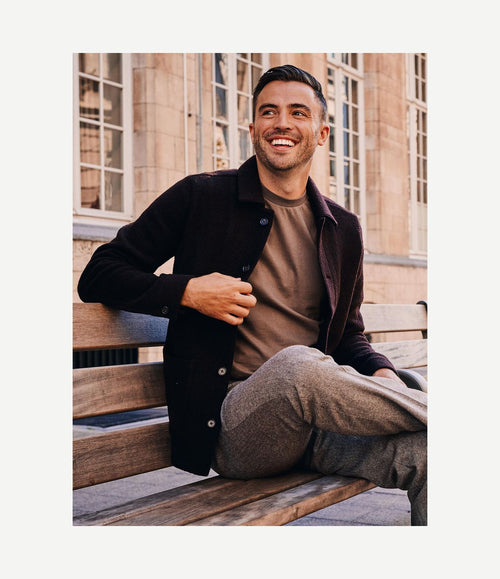 Overshirt wool bouclé bruin