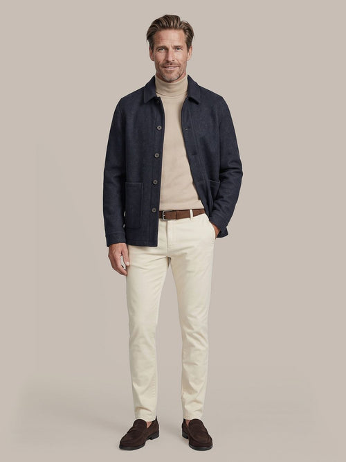 Overshirt wool bouclé donkerblauw