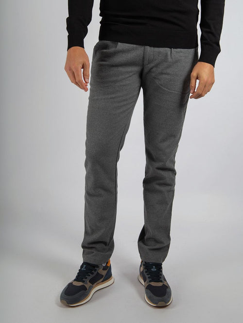 Chino Pico pleat flanel grijs