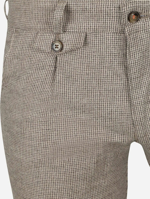 Suitable chino Pico pleat flanel print beige