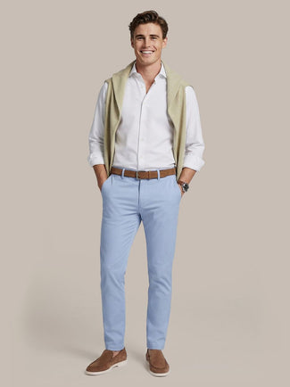 Chino portsmouth poplin lichtblauw