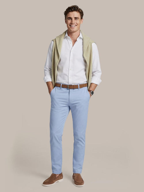 Chino portsmouth poplin lichtblauw
