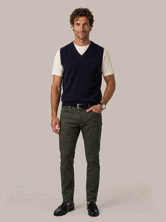 Broek 5-pocket johnson waffle donkergroen