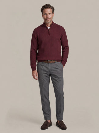 Chino Pico pleat pepita donkerblauw bruin