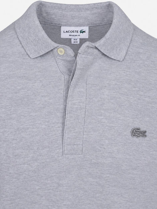 Longsleeve poloshirt piqué licht grijs