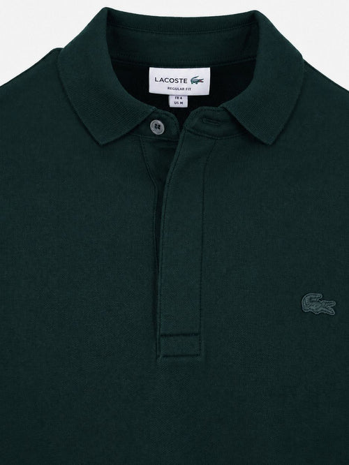 Longsleeve poloshirt piqué donkergroen