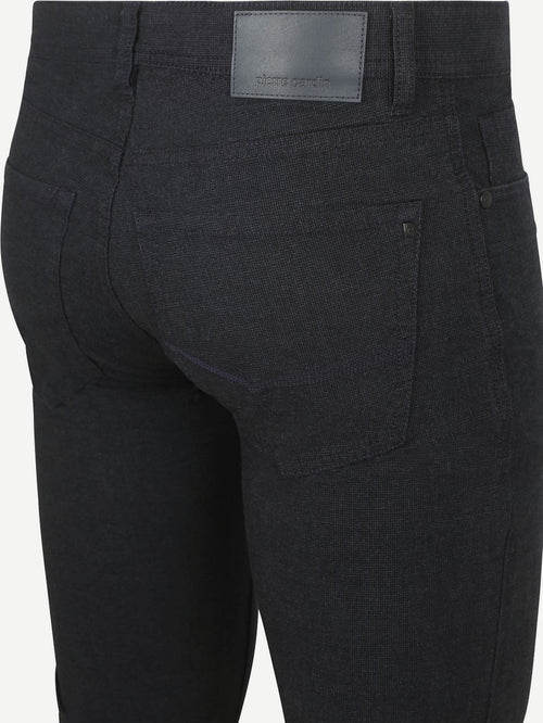 Pierre Cardin broek Lyon tapered print donkerblauw