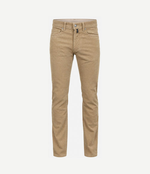 Broek Lyon tapered corduroy beige