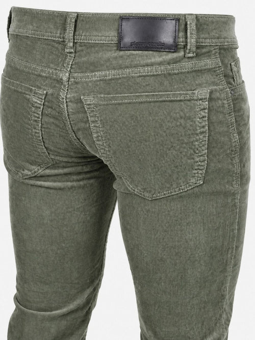 Broek Lyon tapered corduroy groen