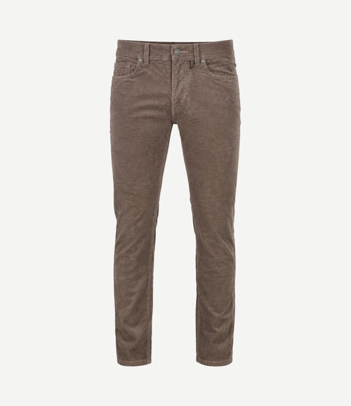 Broek Lyon tapered corduroy taupe