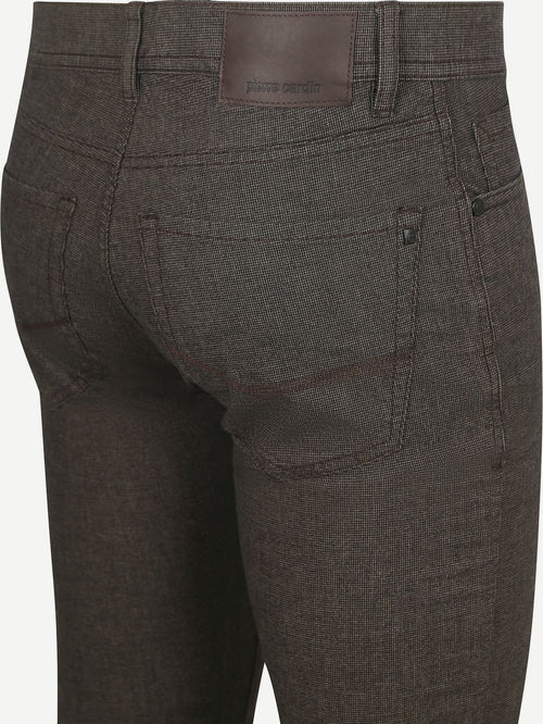 Pierre Cardin broek Lyon tapered print bruin