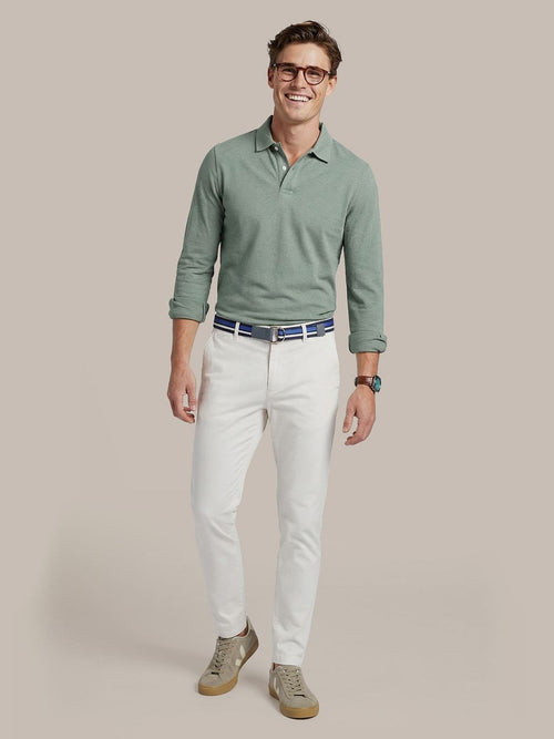 Longsleeve polo piqué classic groen