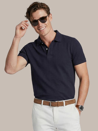 Polo piqué donkerblauw
