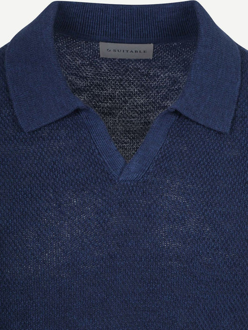 Polo riva bean linen cotton donkerblauw