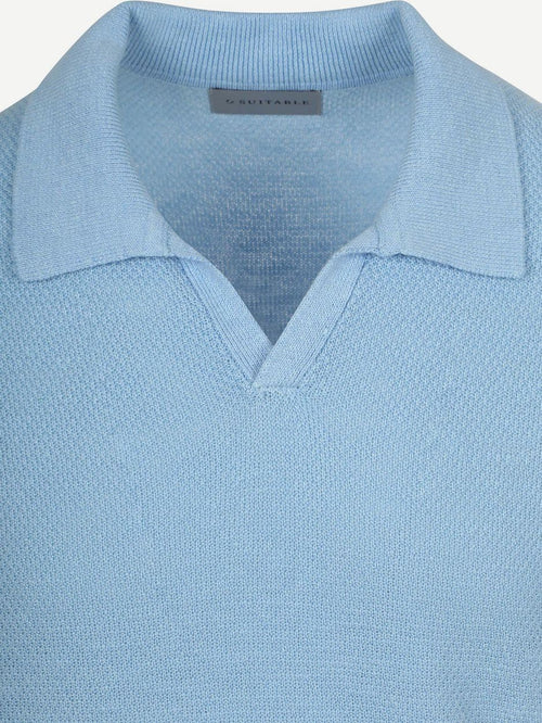 Polo riva bean linen cotton lichtblauw