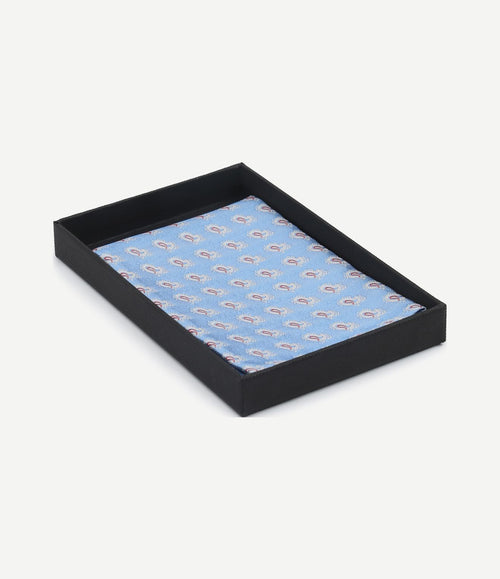 Zijde pochet lichtblauw print