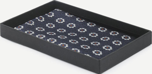 Zijde pochet bloem donkerblauw