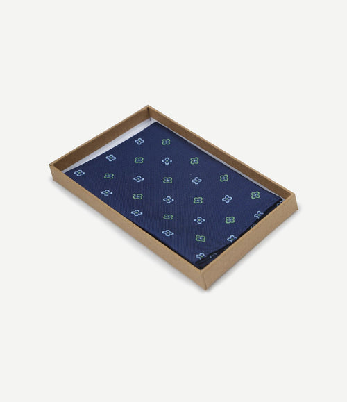 Zijde pochet bloem donkerblauw