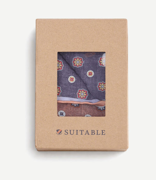 Pochet reversible dots donkerblauw en bruin