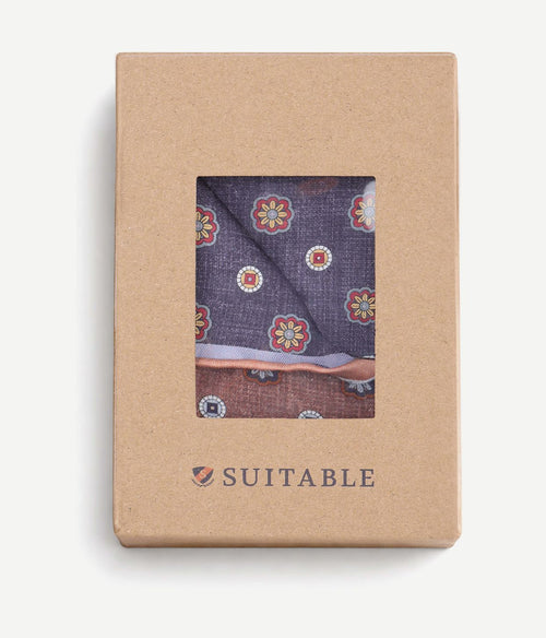 Pochet reversible dots donkerblauw en bruin