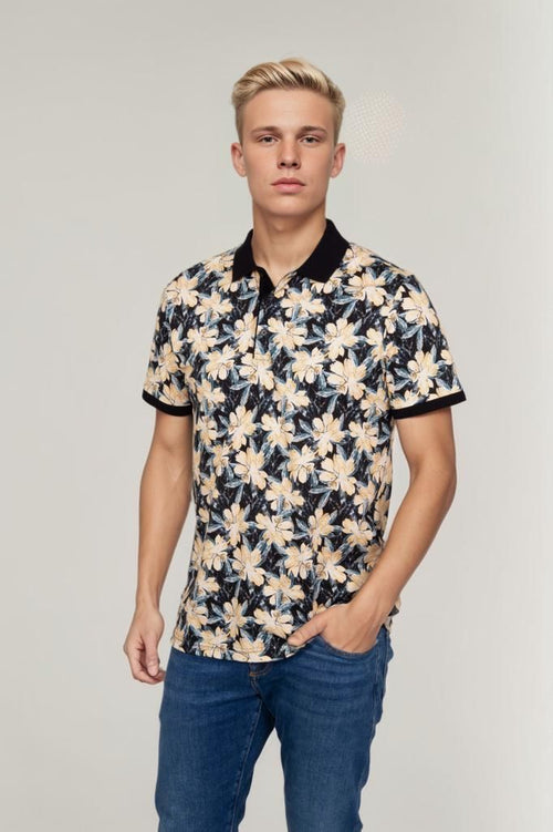 Polo bloemen donkerblauw donkerblauw