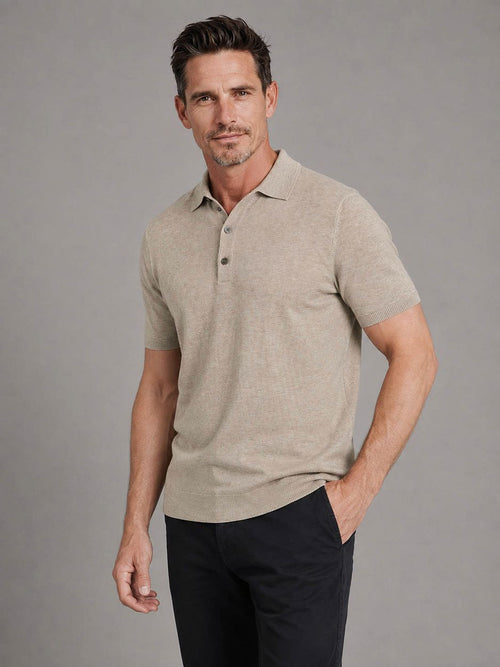 Knitted poloshirt beige