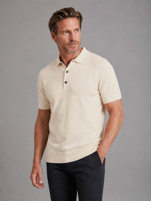 Knitted poloshirt ecru