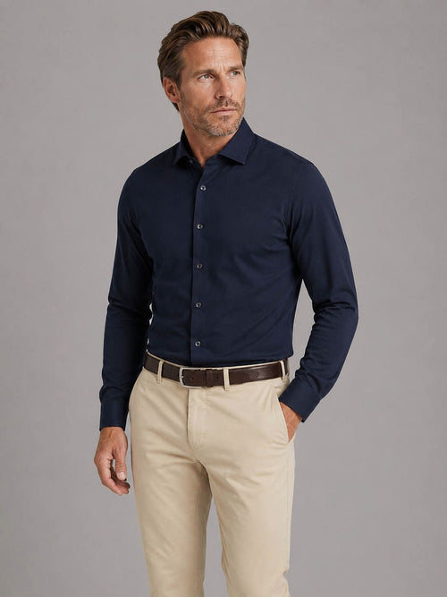 Supima overhemd donkerblauw