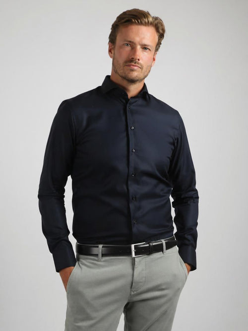 Twill overhemd donkerblauw