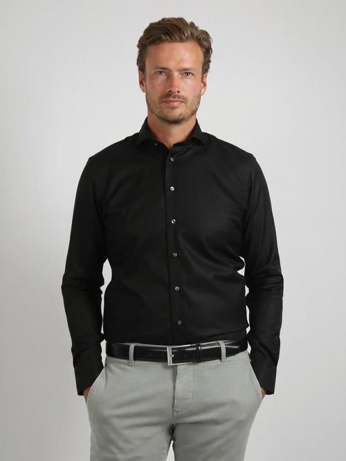 Twill overhemd zwart