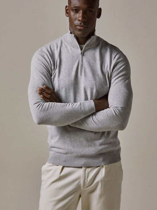 halve rits pullover luxury grijs