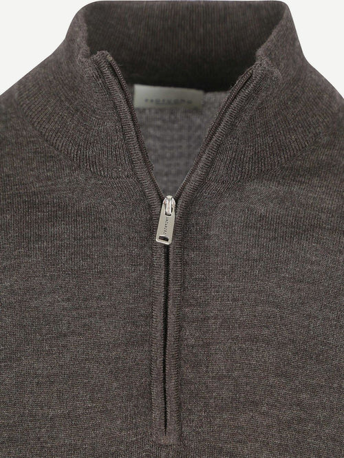 Profuomo halve rits pullover merinowol donkerbruin