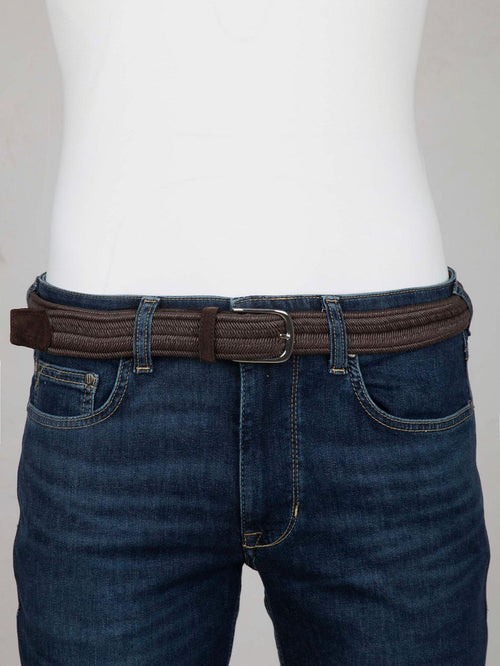 Waxed geweven riem bruin