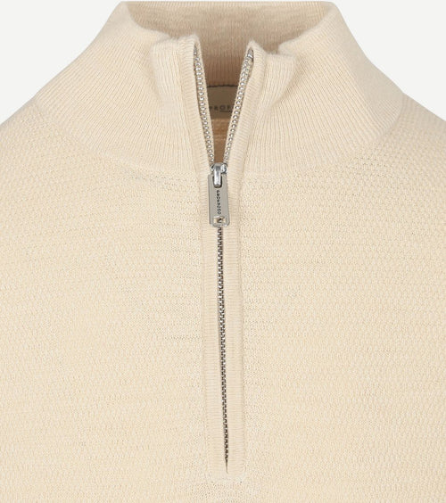 halve rits pullover structuur ecru