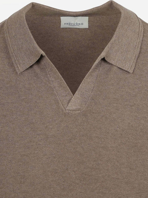 Poloshirt riva luxury structure taupe