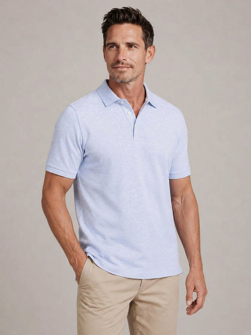 Piqué poloshirt melange lichtblauw