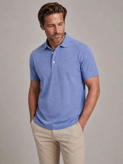 Piqué poloshirt melange blauw