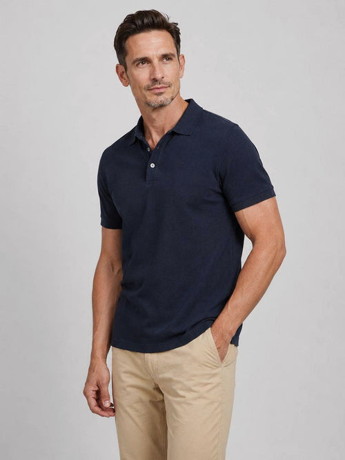 Piqué poloshirt donkerblauw
