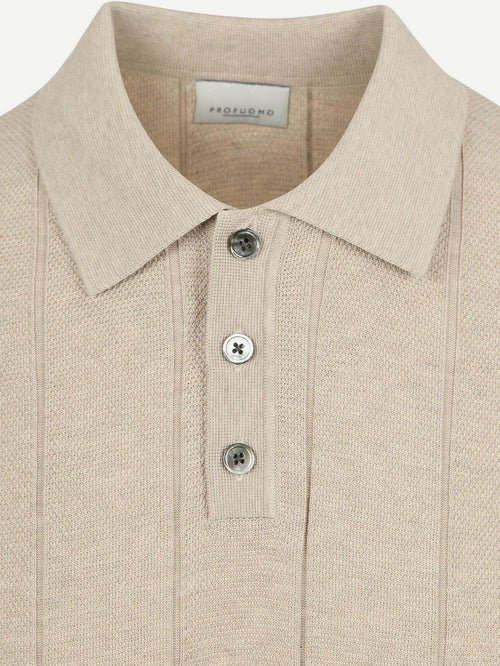 Poloshirt drop needle structure beige