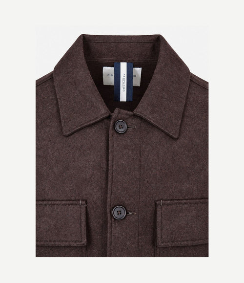 Overshirt button peached donkergroen
