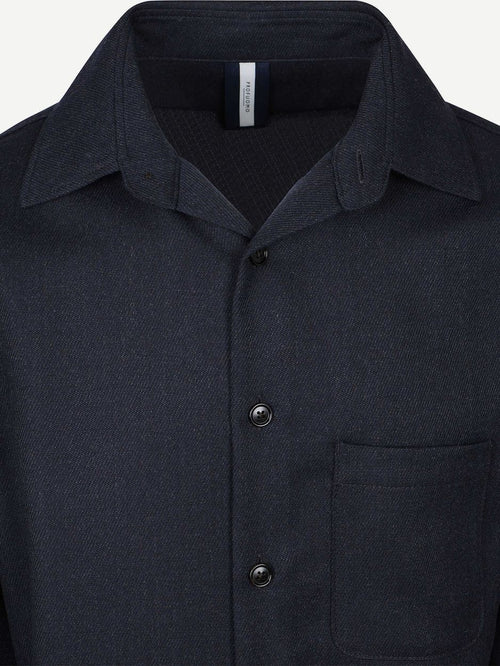 Overshirt wool mouliné donkerblauw